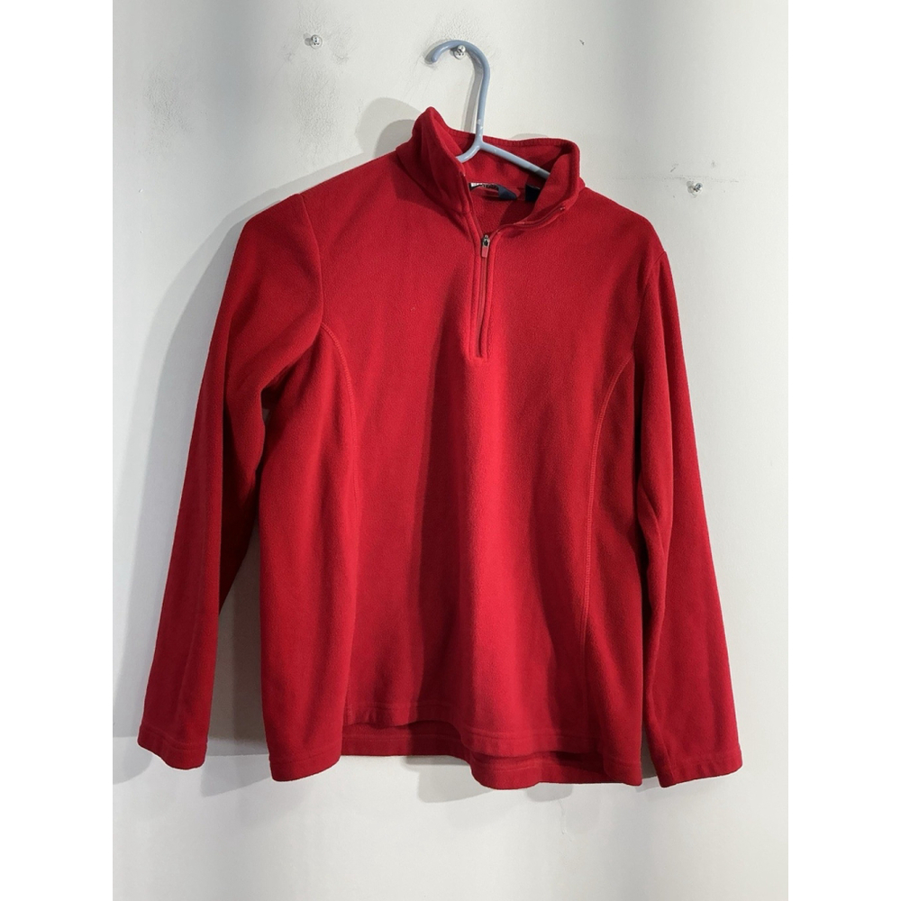 Unisex Kids Lands End Pullover Fleece Small 6-8 Red 1/4 Zip